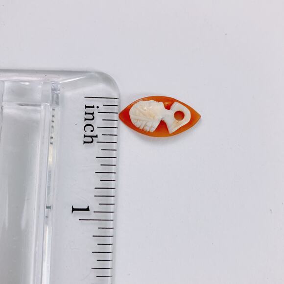 Vintage Mid Century Shell Cameo Cabochon Navette Unmounted 1935–45 Jewelry Part - Picture 9 of 9
